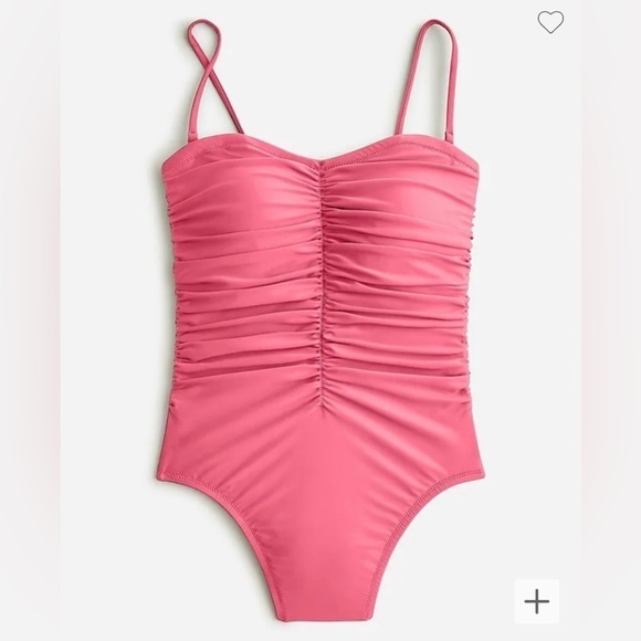 NWT J.Crew Ruched Sweetheart One Piece Swimsuit Bubble Gum Pink Beachwear Sz 24 - Picture 1 of 16